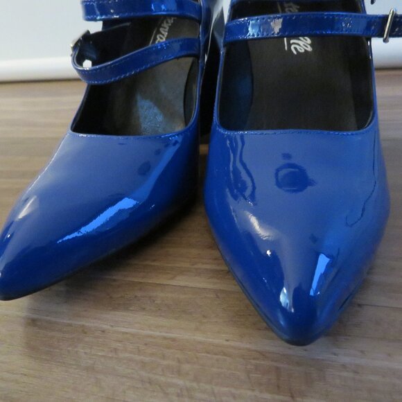 L'INTERVALLE Stefani Blue Patent Leather Block Heel Mary Jane Shoes 38 / 7.5-8 - Picture 7 of 15